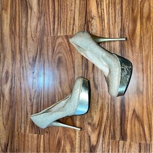 Elegant metallic Glitter Gold High pumps heels